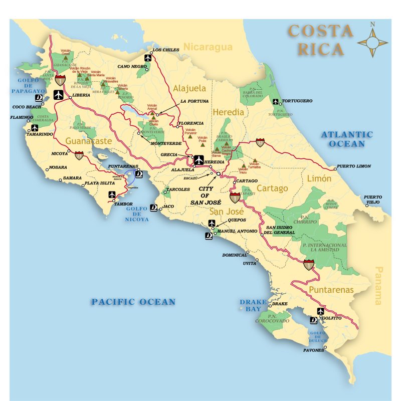 Costa rica by mapsandlocations.com