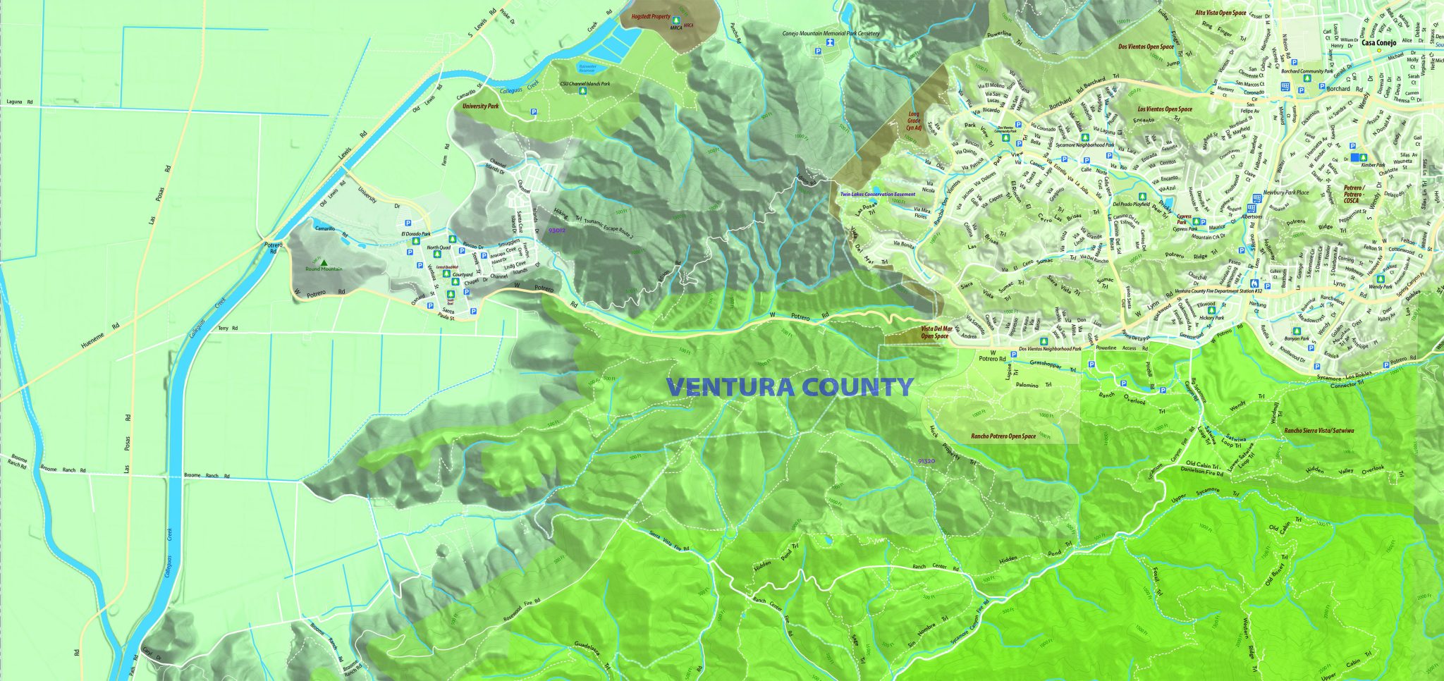 General Purpose Topographic Maps for Documents & Websites