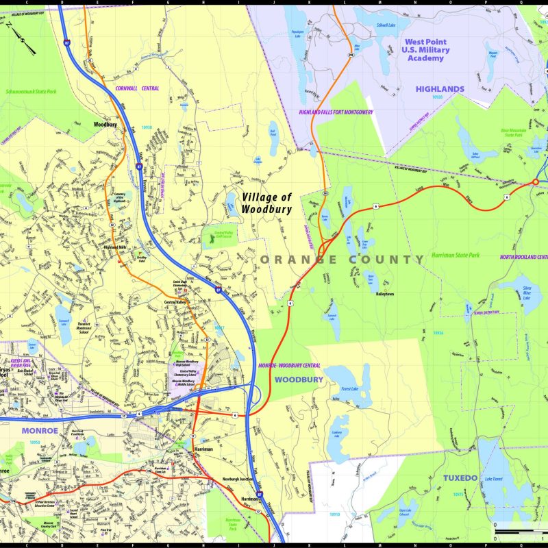 Map of Woodbury village, New York, by mapsandlocations.com