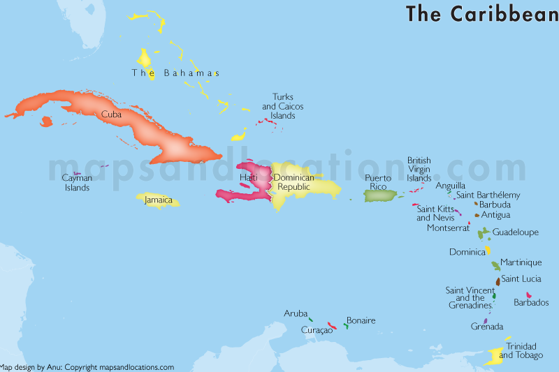 Map of Caribbean