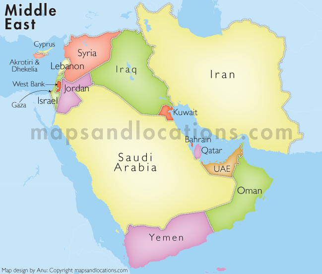 Middle east by mapsandlocations.com